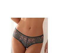 Stringpanty LASCANA "Maria", Damen, Gr. 44/46, bunt (petrol, rosa), Mesh, Spitze, Obermaterial: 76% Polyamid, 21% Polyester, 3% Elasthan, figurbetont, Unterhosen, mit Blumen aus Stickereispitze, als D