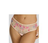Stringpanty LASCANA "Maria", Damen, Gr. 44/46, pink (puder, pink), Mesh, Spitze, Obermaterial: 76% Polyamid, 21% Polyester, 3% Elasthan, figurbetont, Unterhosen, mit bunten Blumen aus Stickereispitze