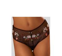 Stringpanty LASCANA "Maria", Damen, Gr. 48/50, bunt (schwarz, bunt), Mesh, Spitze, Obermaterial: 76% Polyamid, 21% Polyester, 3% Elasthan, figurbetont, Unterhosen, mit bunten Blumen aus Stickereispitz