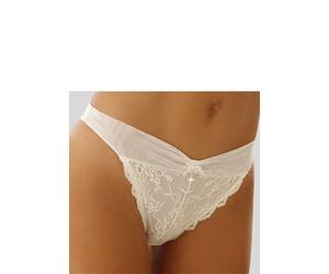 Stringtanga LASCANA "Nina", Damen, Gr. 44/46, beige (creme), Obermaterial: 80% Polyamid, 20% Elasthan, Unterhosen, in raffinierter Schnittform (627701-44) creme