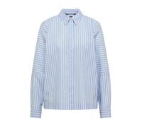 Cecil Langarmbluse Damen L (42) 100% Baumwolle V-Ausschnitt unifarben Blau Manschette