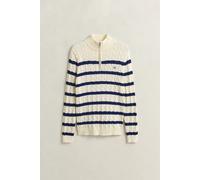 STRIPED COTTON CABLE HALF ZIP XXXL