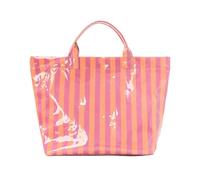 Striped Handbag - PVC Tote Bag | Large Capacity Travel Shoulder Bag | Glossy Striped Design, Lightweight Carry Style, geräumige Aufbewahrung, für Shopping Travel & Daily Use