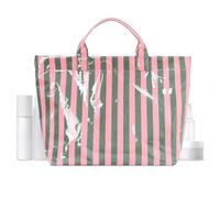 Striped Handbag - PVC Tote Bag | Large Capacity Travel Shoulder Bag | Glossy Striped Design, Lightweight Carry Style, geräumige Aufbewahrung, für Shopping Travel & Daily Use