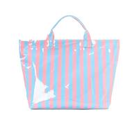 Striped Handbag - PVC Tote Bag | Large Capacity Travel Shoulder Bag | Glossy Striped Design, Lightweight Carry Style, geräumige Aufbewahrung, für Shopping Travel & Daily Use