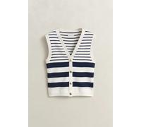 GANT Damen Gestreifte Strickweste (L) EGGSHELL