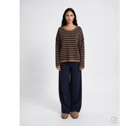 STRIPED ROUND NECK PULLOVER XL
