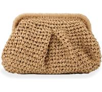 Stroh Clutch Geldbörse für Frauen Cloud Dumpling Pouch Straw Crossbody Shoulder Handtasche Sommer Strand Woven Bag (Khaki,Einheitsgröße)