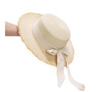 Strohhüte für Damen, elegante Schleife, breite Krempe, Strand-Sonnenschutz, leicht, atmungsaktiv, Panama-Stil, natürlich gewebtes Papiergeflecht, Sommer-Kopfbedeckung für Damen und Urlaubsmacher