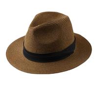Strohhüte für große Köpfe, Faltbarer Herren-Cowboyhut aus Stroh mit großem Kopf, mehrfarbig, mehrere Größen for Sonnenschutz(Coffee,58cm-60cm)