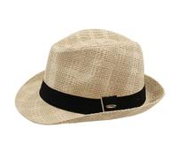 Strohhut für Herren, Damen, Fedora Borsalino, Trilby, Panama, Sommer, Strand, kurze Krempe, modisch, Unisex, lu-255-beige, 58