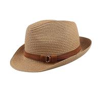 Strohhut Herren Panamahut Cowboyhut Stroh Sommerhut Westernhut Faltbarer Panamahut mit Kinnriemen Breite Krempe Sonnenhut Anti-UV Sonnenschutz Strandhut Sommerhut Strohkappe