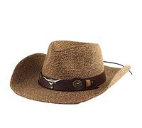 Strohhut Herren Panamahut Cowboyhut Stroh Sommerhut Westernhut Faltbarer Panamahut mit Kinnriemen Breite Krempe Sonnenhut Anti-UV Sonnenschutz Strandhut Sommerhut Strohkappe