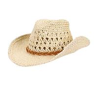 Strohhut Herren Stroh Cowboyhut Westernhut Faltbarer Panamahut Anti-UV Sonnenschutz Strandhut mit Kinnriemen Breite Krempe Sonnenhut Weiche Atmungsaktive Strohmütze für Outdoor Strand Urlaub Angeln
