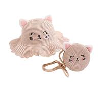 Strohhut Mini Tasche Set, Mädchen Sommer Sonnenhut,Kleine Umhängetasche für Mädchen,Mädchen Strohhut,Sommer Blumen Sonnenhut, Visier Sonnenhut,Kinder Strohhut Kleine Tasche (2-Pink, One Size)