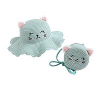 Strohhut Mini Tasche Set, Mädchen Sommer Sonnenhut,Kleine Umhängetasche für Mädchen,Mädchen Strohhut,Sommer Blumen Sonnenhut, Visier Sonnenhut,Kinder Strohhut Kleine Tasche (2-Mint Green, One Size)