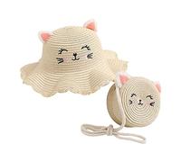 Strohhut Mini Tasche Set, Mädchen Sommer Sonnenhut,Kleine Umhängetasche für Mädchen,Mädchen Strohhut,Sommer Blumen Sonnenhut, Visier Sonnenhut,Kinder Strohhut Kleine Tasche (2-Beige, One Size)