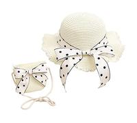 Strohhut Mini Tasche Set, Mädchen Sommer Sonnenhut,Kleine Umhängetasche für Mädchen,Mädchen Strohhut,Sommer Blumen Sonnenhut, Visier Sonnenhut,Kinder Strohhut Kleine Tasche (White, One Size)