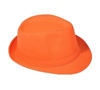 Strohhut Panama Fedora Trilby Gangster Hut Sonnenhut mit Stoffband Street Style ,Farbe : Orange, Größe : 58