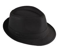 Strohhut Panama Fedora Trilby Gangster Hut Sonnenhut mit Stoffband Street Style, Schwarz, 54