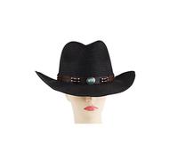 Strohhut Sonnenhut Sonnenhüte Bull Head Cowboyhut Männer Und Frauen Western Beach Hat Faltbarer Cowgirlhut Strandmütze (Color : Black, Size : 56-58cm)