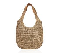 Strohtasche für Damen, handgewebt, für Sommer, Strand, Retro, große Kapazität, für Arbeit, Reisen, Urlaub (Khaki), kaki, Einheitsgröße