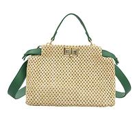 Strohtasche Strandtasche für Frauen Kleine Tragetasche Stroh Schultertasche Schicke Handtasche Umhängetasche Crossbody Tasche Geldbörsen 2023, Grün