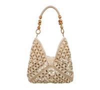 Strohtaschen Damen Sommer, Korbtaschen Damen Groß Boho Sommer Strandtasche Schultertasche Geflochtene Shopper Magnetverschluss Durchbrochenes Design Moderne Korbtasche Stroh Tasche Gehäkelte Strand