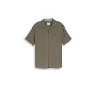 Tom Tailor - Regular Fit Resort Hemd mit Leinenanteil leaf green stripe - Gr. - L