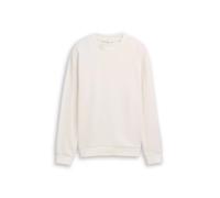 Sweatshirt TOM TAILOR DENIM, Herren, Gr. XL, wool weiß, Sweatware, Obermaterial: 100% Baumwolle, Strukturmuster, unifarben, regular fit normal, Rundhals, Rippbündchen, Sweatshirts Sweatshirt, mit Logo