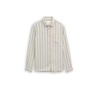 Tom Tailor Langarmhemd Herren Regular Fit gestreift 100% Baumwolle Gr. L gree weiß big stripe