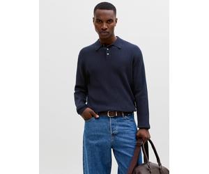 Strukturiert Gestricktes Polo L Blau