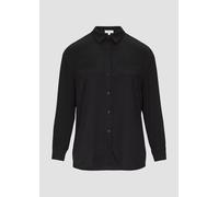 Strukturierte Hemdbluse mit Raffung 44 schwarz 2163446.9999.44