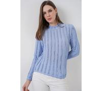 Strukturierte Slim-Fit Halbhochkragenbluse
