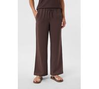 Strukturierte Wide-Leg-Hose aus Viskosemix mit Elastikbund braun 34