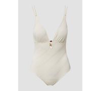 Badeanzug S.OLIVER "Naila", Damen, Gr. 34, Cup A/B, beige (creme), Microfaser, Polyamid, Strukturmuster, Badeanzüge, mit Struktur (33285656-34) creme