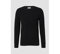Strukturierter Baumwoll-Pullover mit Label-Patch M schwarz 2170219.9999.M