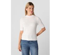 Strukturierter Feinstrickpullover aus Viskosemix weiß 42