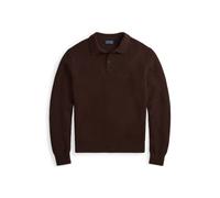 Strukturierter Pullover mit Polokragen M Brown