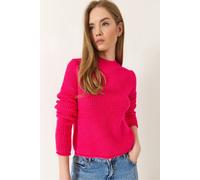 Strukturierter Rippstrick-Pullover mit Rundhalsausschnitt S/M