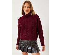 Strukturierter Rollkragen-Crop-Pullover S/M