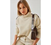Strukturierter Rollkragenstrickpullover S/M