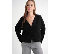 Strukturierter V-Ausschnitt Knopf-Cardigan S/M