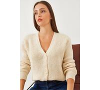 Strukturierter V-Ausschnitt Rippstrick-Cardigan mit Pailletten-Detail S/M