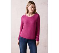 Langarmshirt CECIL, Damen, Gr. XL (44), pink (jewel pink melange), Stoff, 67% Viskose, 28% Polyester, 5% Elasthan, unifarben, normal normal, U-Boot-Ausschnitt, Bündchen, Shirts, mit Materialmix (64912