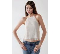 Strukturiertes Halterneck-Fitted-Top XL