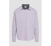 Langarmhemd S.OLIVER, Herren, Gr. M, N-Gr, lila (lavender), Obermaterial: 78% Baumwolle, 20% Elasthan, 2% Polyester, unifarben, casual, regular fit taillenbedeckt, Langarm Manschette, Hemden, aus Seer