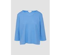 Strukturiertes Jersey-Sweatshirt mit V-Ausschnitt und 3/4-Ärmeln 36 blau 2161667.5513.36
