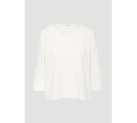 Strukturiertes Jersey-Sweatshirt mit V-Ausschnitt und 3/4-Ärmeln 38 creme 2161667.0210.38