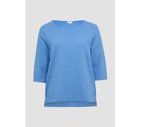 Strukturiertes Jersey-Sweatshirt mit V-Ausschnitt und 3/4-Ärmeln 48 blau 2166521.5513.48